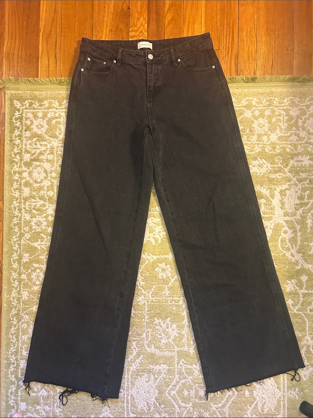 PACSUN Casey Low-Rise Baggy Black Jeans with Raw Hem